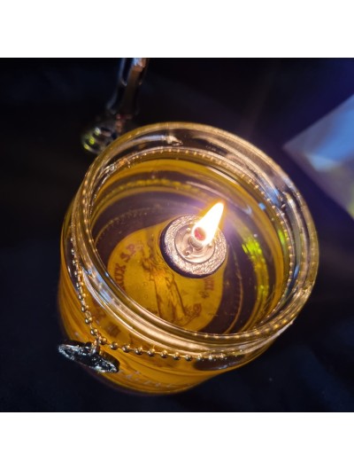 Lampe à huile SAINT BENOÎT et médaille dorée réversible
